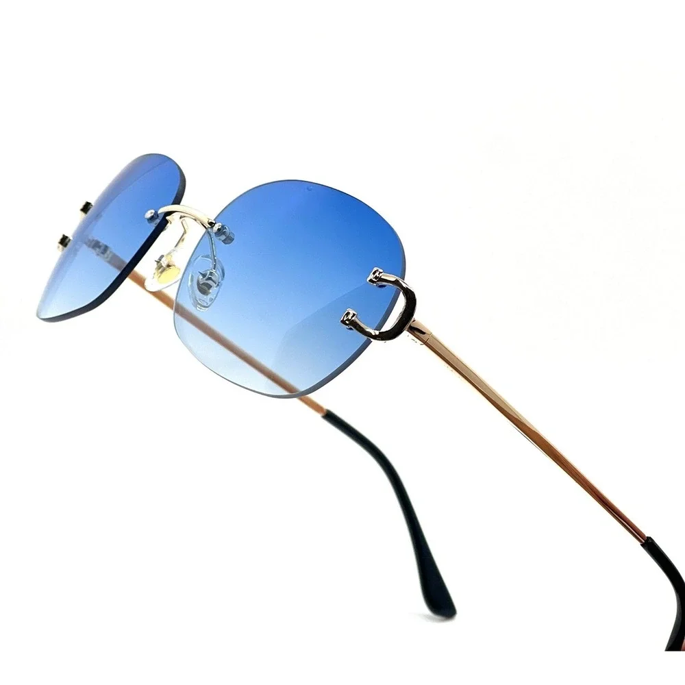 Blue Gradient Lens Frameless Women Sunglasses Casual Business Shades Female 2026